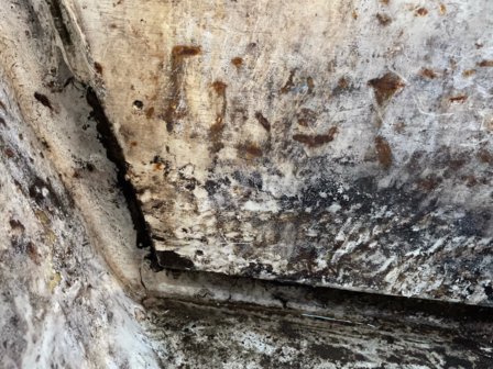 The anchor locker gets wet and is rotting the barrier between it and the v-berth.