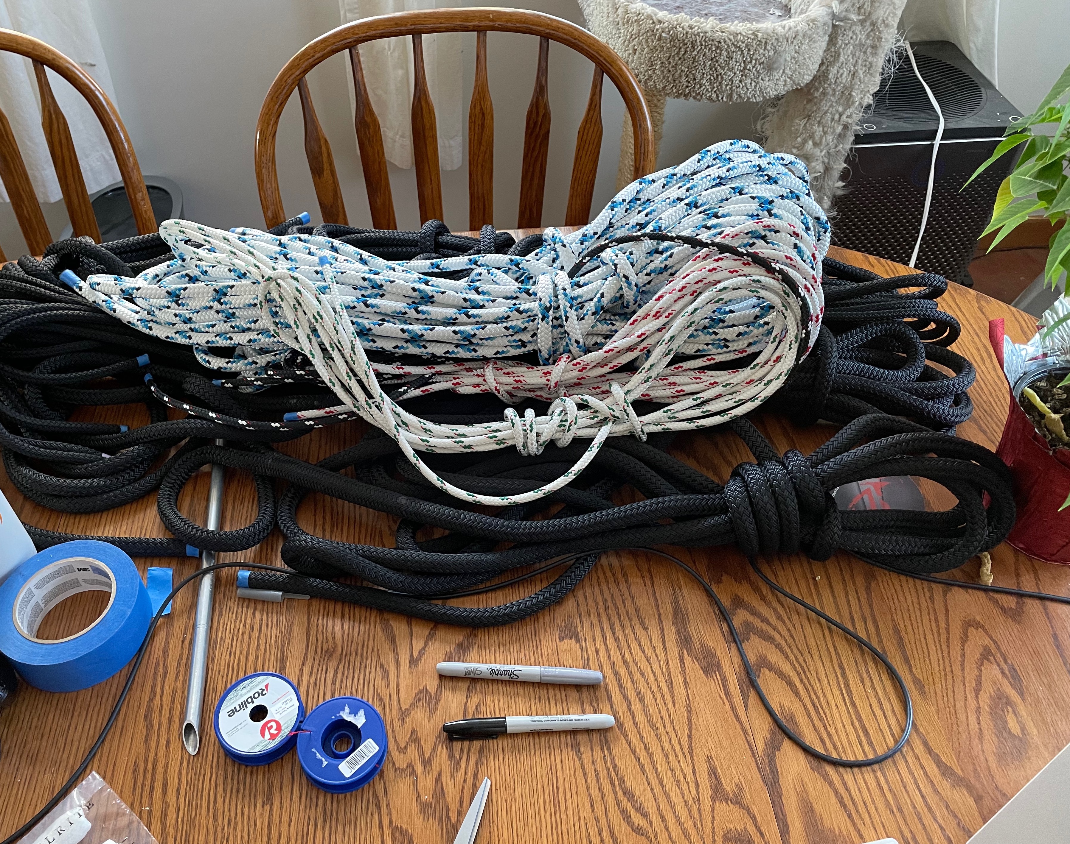 a pile of double-braid nylon rope