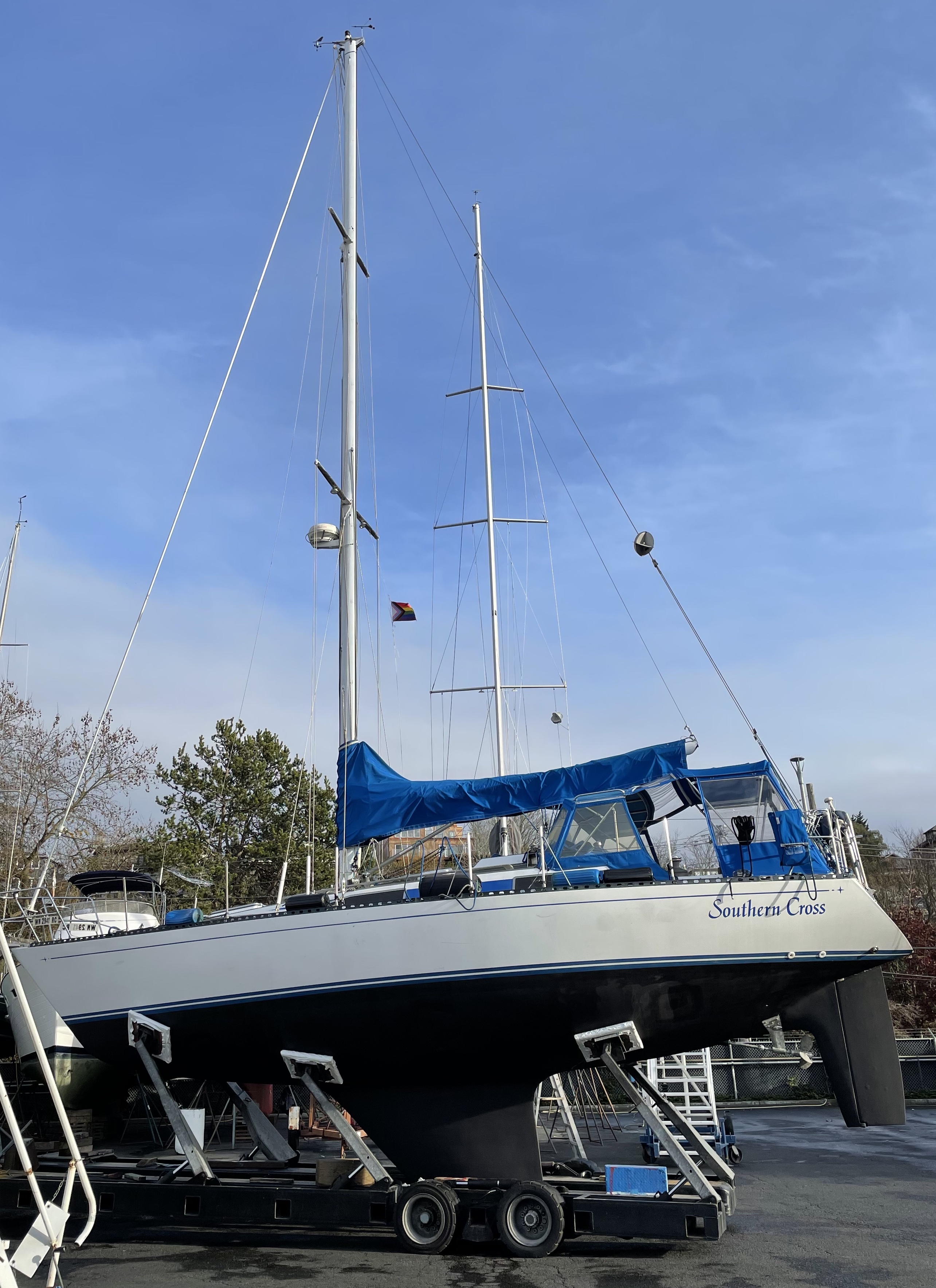 Sailboat on a trailer