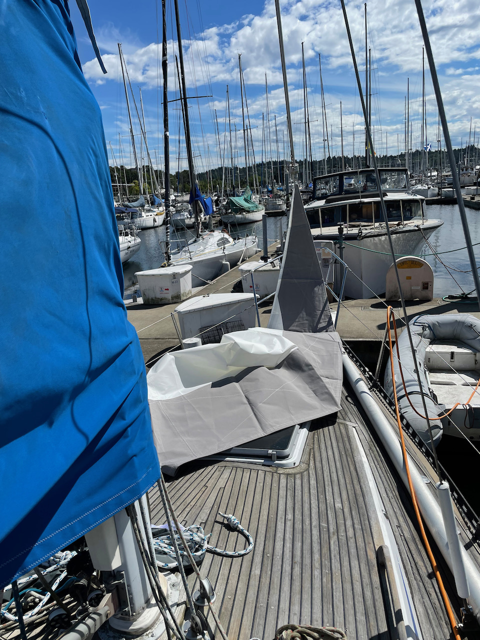 new Jib sail partway raised